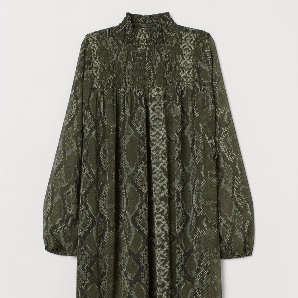 H&M smocked mock neck dress